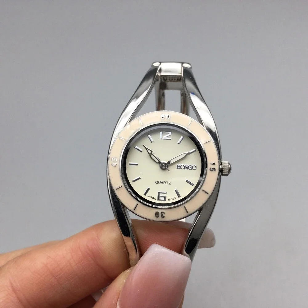 Bongo BG2150 Womens Watch 25mm Cream Dial Silver Tone Bangle Dress New Battery